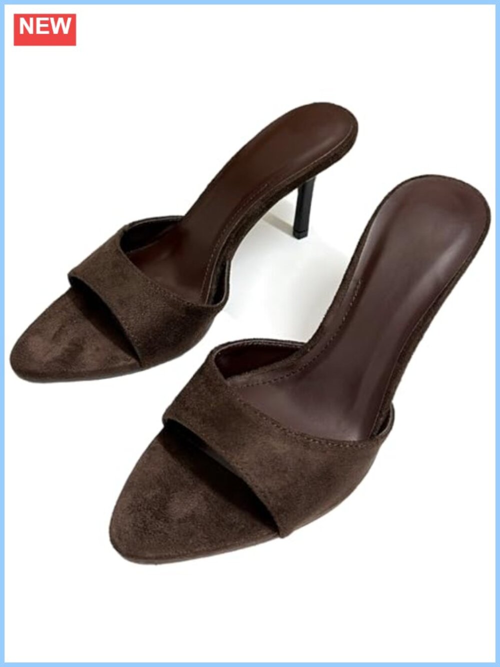 Suede Pointed Toe Stiletto High Heel Mules Sandals Backless Slip-On